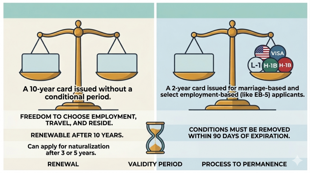 U.S. Permanent Green Card vs Conditional Green Card